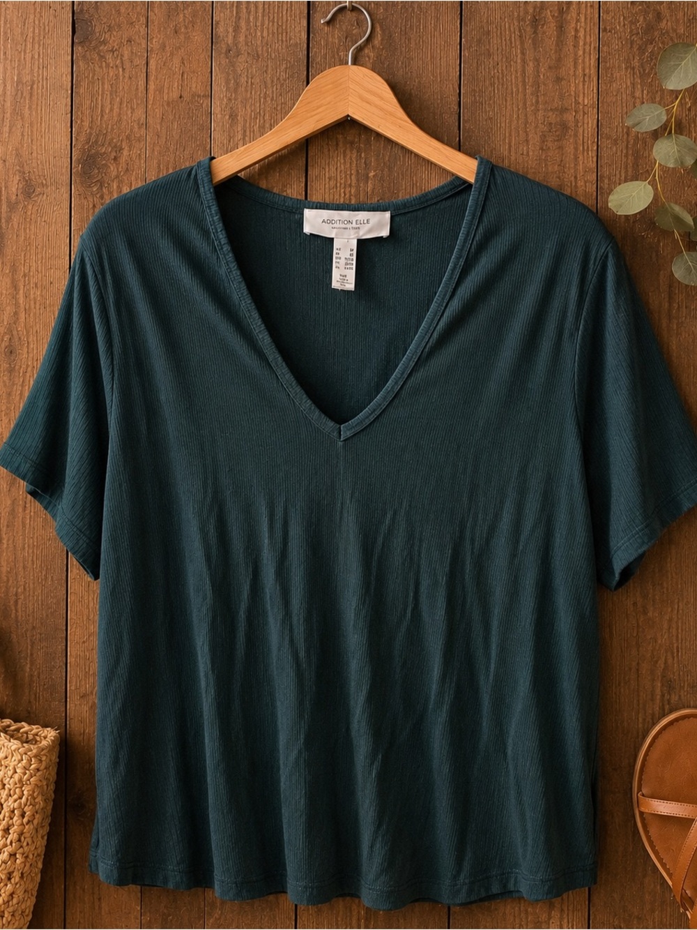 Addition Elle Emerald Ribbed V-Neck Top 2X | Casual Chic Summer Style